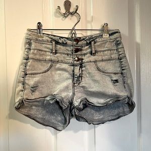 Acid wash high waisted shorts